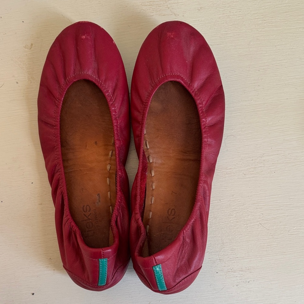 Tieks Red Leather Ballet Flats